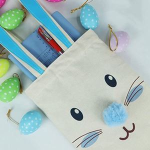 Sacs fourre-tout en toile personnalisés avec motif d'oreilles de lapin de Pâques, avec logo imprimé, poche, sac en coton, sac de shopping, noir - Product Image 3