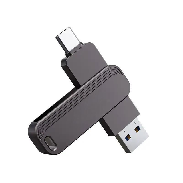 Multi-System Compatible 2-in-1 Metal New USB 3.2 + Type-C & USB-A Rotatable Flash Drive 32GB-1TB 1-Year Warranty