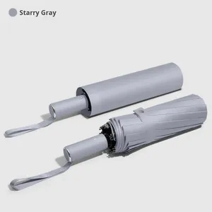 Parapluie pliant entièrement automatique 16 baleines 70% pour hommes et femmes, grand format, double protection solaire, revêtement noir, protection UV, cadeau promotionnel - Product Image 6