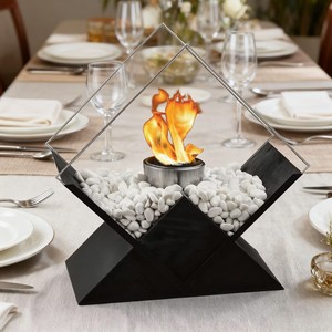 Cheminée <span class=keywords><strong>portable</strong></span> décorative en métal noir, à éthanol, pour intérieur, patio, balcon - Product Image 1
