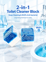 Bloc nettoyant WC 2-en-1, nettoyant cuvette de toilettes à nettoyage en profondeur, comprimés nettoyants pour toilettes à fraîcheur longue durée