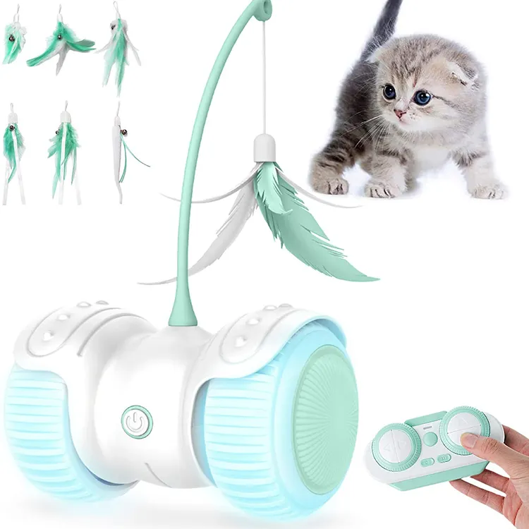 Amazon Top sales CE Remote control teaser cat feather automatic pet electric toy for cats interactive