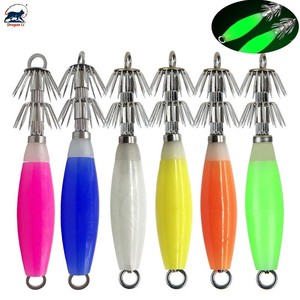 Señuelo de pesca de calamar luminoso de 14g y 4.7in, tipo paraguas de doble capa, para pesca de pulpo y calamar en agua salada, que brilla en la oscuridad, tipo Egi. - Product Image 1