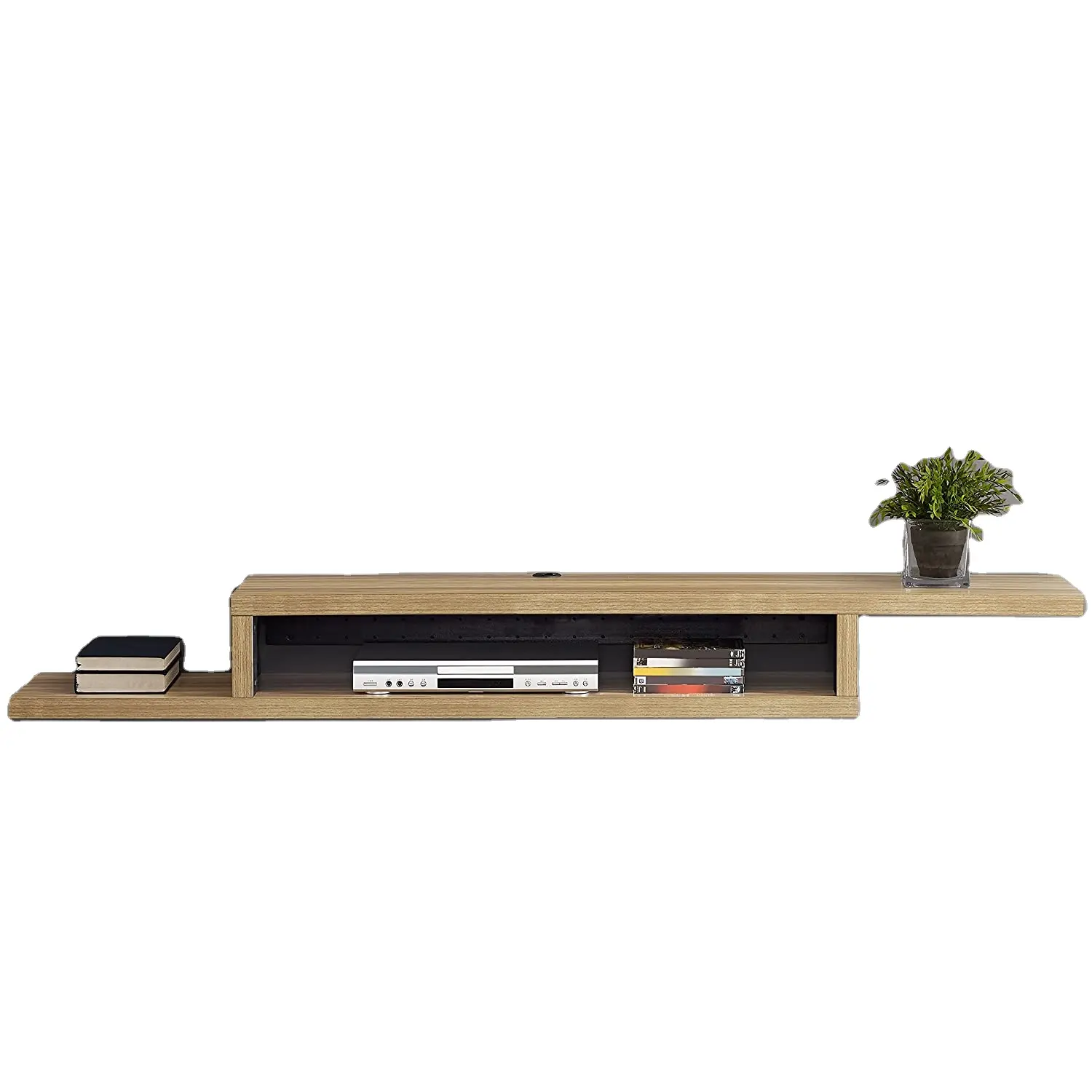 Armario flotante de madera de diseño Simple, soporte de TV montado en la pared, marco negro, mueble clásico para sala de estar