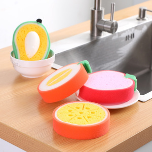 Éponge de nettoyage ronde épaissie style fruit pour cuisine, tampon à vaisselle, outil de nettoyage de cuisine - Product Image 1