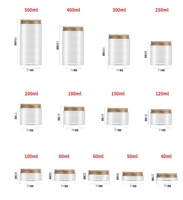 Flacon distributeur en plastique transparent 68mm large bouche 100ml-500ml pot de stockage de biscuits au miel pour animaux de compagnie alimentaire pour crème cosmétique pour les yeux