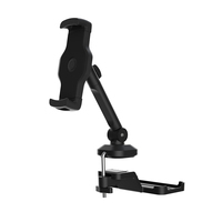 Support de bureau métallique réglable pour tablette et téléphone portable, avec bras et pince de table, et plateau de rangement pour Airpods – Vente chaude usine