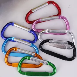 Venda por atacado plana d anel oem gravado logotipo personalizado fio portão clipe de metal multifunção liga de alumínio carabiners gancho