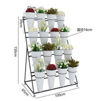 Présentoir de fleurs en métal simple face robuste pliable avec étagère de présentation de pot de fleurs de 16 pièces pour vitrine de fleurs