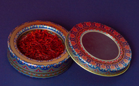 Boîte en fer de petite taille pour safran, emballage en tranches, boîte ronde brillante en fer blanc, boîte métallique ronde pour bonbons