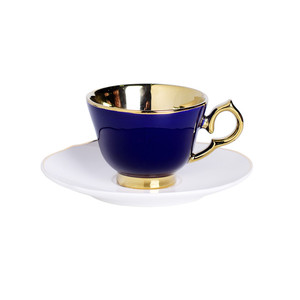 Tazas de café turcos de porcelana con esmalte de Color, taza y platillo árabe chapado en oro galvanizado, Kahve Fincan - Product Image 1