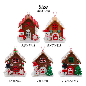 New Christmas Tree <strong>Mini</strong> Gingerbread House Windows Hanging Ornament With Snowman and <strong>Candy</strong> <strong>Canes</strong> for Kids Party Gifts Decoration - Product Image 3