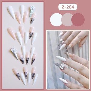 <span class=keywords><strong>Uñas</strong></span> Postizas Elegantes para Fiesta, Color Blanco Plateado con Brillantina y Delicado Diseño <span class=keywords><strong>de</strong></span> Lazo Tweed, <span class=keywords><strong>Uñas</strong></span> Acrílicas Reutilizables al por Mayor - Product Image 2