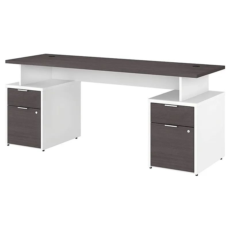 Purui — bureau d'angle de Boss, style classique, blanc, anglais, élégant, avec tiroirs et étagères