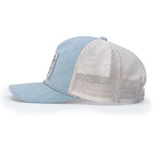 Casquette de camionneur à cinq panneaux en velours côtelé neutre de haute qualité, style vintage hip-hop, personnalisée, bleu ciel à deux tons, en stock - Product Image 2