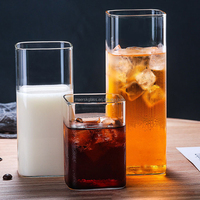 Verre carré en verre borosilicate de haute qualité de 250 ml, 400 ml, 500 ml pour boire à la maison, au bureau, au restaurant