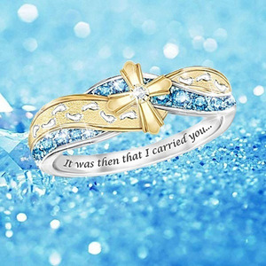 Anillo de Cruz Cristiana H091 para Mujer con Circonita Cúbica Creada en Laboratorio y Engaste Pavé, Anillo de Compromiso de Moda - Product Image 3