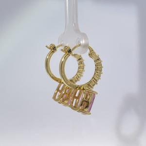 Tianyu Gems Gold Plated Zircon Geometric Cushion Cut Pendant <b>Earrings</b> Luxurious and Elegant Long <b>Earrings</b> for Women - Product Image 2