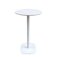 Table haute avec pieds en métal et plateau en placage de bois blanc pour cafés et salles de conversation