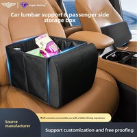 Boîte de rangement pour voiture et support lombaire tout-en-un, bac de rangement pliable universel en tissu Oxford pour sièges