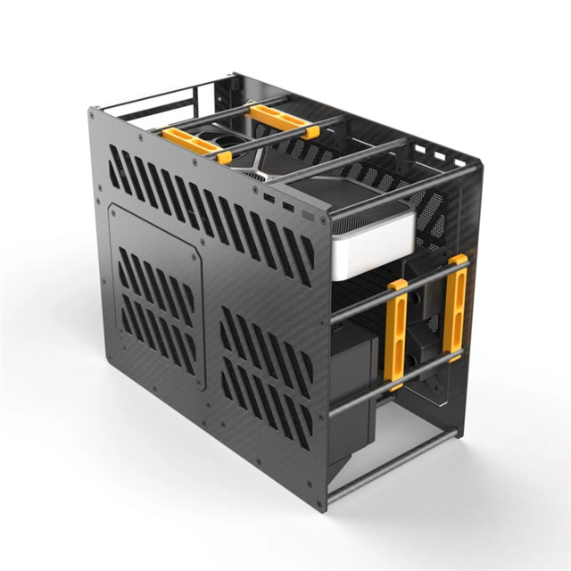 OEM Drawing Design China Factory Modular Semi Open Aluminum Computer Case Carbon Fiber PC Case