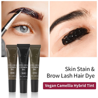 Tinte de Cejas y Pestañas Iconsign 10ml Negro Marrón Café, Tinte de Henna con Extracto de Camelia, Semipermanente para Cabello Graso, Grado Premium OEM
