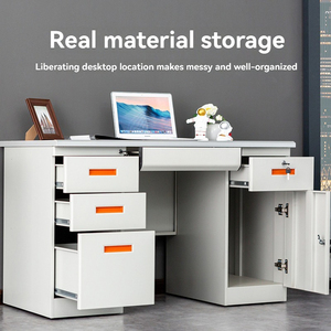 Nhà Máy Trực Tiếp Trường Học Bệnh Viện <span class=keywords><strong>4</strong></span> Ngăn Kéo Màu Đỏ Xử Lý Dày Đơn Giản Bàn Làm Việc Thép Văn Phòng Máy Tính Bàn - Product Image 6