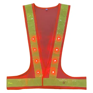 Custom Logo Construction Safety Reflector Vest belt Rechargeable Running Cycling Led Light Flash Reflective Vest
