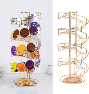 Support de stockage de dosettes de <span class=keywords><strong>café</strong></span> en fil de fer doré rotatif <span class=keywords><strong>à</strong></span> 360 degrés, pour Dolce Gusto <span class=keywords><strong>Nespresso</strong></span> K cup, 360 degrés - Product Image 1