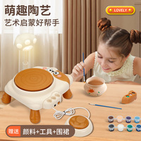 Machine à poterie électrique pour enfants, ensemble d'outils en plastique pour argile, pour les enfants de 4 à 6 ans, jouet DIY