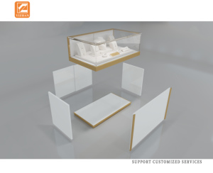 Usine directe vitrine de bijoux en MDF personnalisée avec compteur amovible bande lumineuse LED compteur de verre pour affichage de masse Jade - Product Image 5