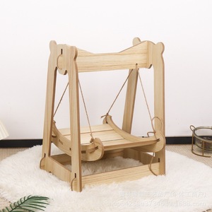 Hamac pour chat, balançoire pour chat, lit pour chat en bois massif, panier suspendu, lit suspendu en corde de chanvre toutes saisons, lit pour chien, lit à bascule pour animaux de compagnie - Product Image 3