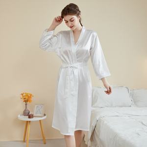 Casa satinata di lusso lungo accappatoio Loungewear per le donne traspirante manica lunga al ginocchio per la primavera estate notte - Product Image 6