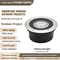 مصباح أرضي دائري LED بجهد 220 فولت تيار متردد/24 فولت تيار مستمر، غطاء ألومنيوم COB، مقاوم للماء IP67، ضوء أبيض دافئ 3500 كلفن، مع تحكم عن بعد، للتركيب تحت الأرض