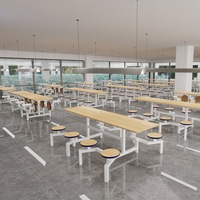 Table et chaises de cantine scolaire en acier, design moderne, personnalisable, pour 4 à 8 personnes, restaurant