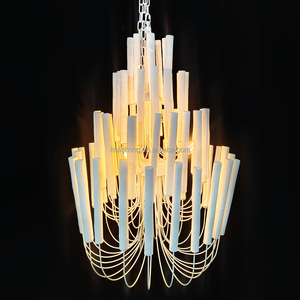 Lustres en bois massif de salon personnalisés Plafond blanc Grands lustres en bois de style nordique - Product Image 3