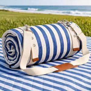 New Design Printed Carry Leather Strap Portable <b>Camping</b> Rug with Filling Waterproof Beachpicnic <b>Blanket</b> Mats - Product Image 1