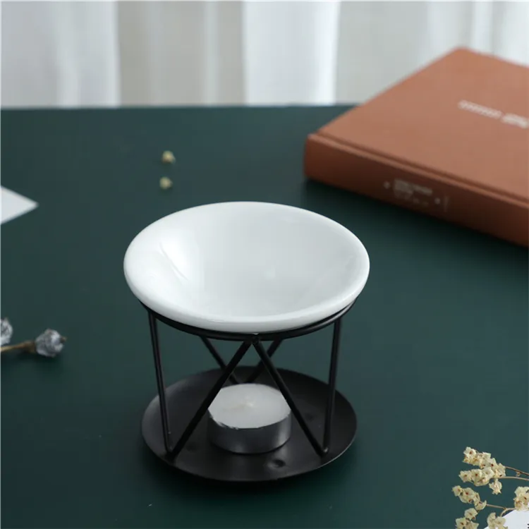 New design home livingroom decoration tealight holder custom white essential ceramic incense burner with stand