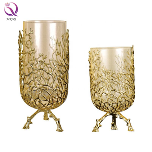 Jarrón de hierro forjado nórdico para <span class=keywords><strong>decoración</strong></span> del hogar, artesanías de metal, adornos para flor de sala de estar, arreglo creativo de árbol de mar, vidrio dorado - Product Image 5