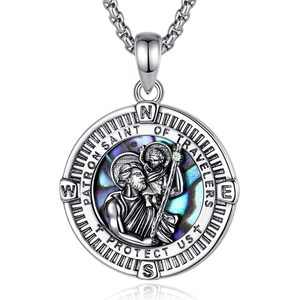 Merryshine Colgante <span class=keywords><strong>de</strong></span> Cobre con Brújula <span class=keywords><strong>de</strong></span> Cristóbal, Amuleto Cristiano, Medalla Católica <span class=keywords><strong>de</strong></span> Nácar, Joyería, Collar <span class=keywords><strong>de</strong></span> <span class=keywords><strong>Cristo</strong></span> - Product Image 1