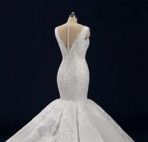 ชุดแต่งงานแบบวินเทจยุคกลางแบบไม่มีแขนเสื้อพร้อมชายกระโปรงยาว - Product Image 4