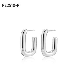 Amy Amy <b>Huggie</b> Earrings <b>Silver</b> Plated Geometric Women's Fashion Jewelry PE2510 - Product Image 1