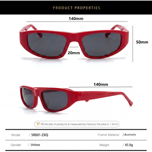 Lunettes de soleil Y2K rétro en bio-acétate, monture étroite rectangulaire, protection UV400, légères, multicolores, unisexes, pour femmes et hommes, mode outdoor - Product Image 4