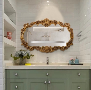 Espejo de Baño Tallado de Estilo Europeo, Espejo Decorativo de Gran Tamaño para Colgar en la Pared del Hogar, Espejo Decorativo para Porche, Estilo Art <span class=keywords><strong>Deco</strong></span> Europeo, Diseño Tallado - Product Image 4