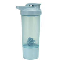 JUNVOY Nouvelle bouteille de sport fitness en plastique anti-fuite, style américain, personnalisable, avec compartiment à poudre pour shaker de protéines