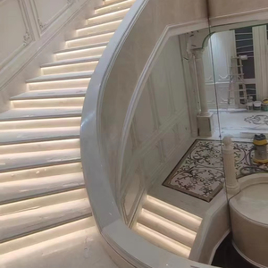 Escaleras de Caracol de mármol beige <span class=keywords><strong>Shanna</strong></span> para escaleras de mármol de entrada de hotel de Casa Real de lujo - Product Image 1