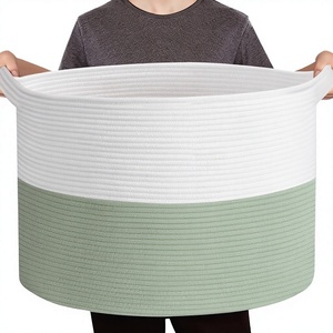 Cesta de Almacenamiento Plegable Moderna, Rústica y Elegante, Ecológica, Mini Cesta de Almacenamiento de Algodón con Asa, Forma Ovalada, Multiusos - Product Image 3