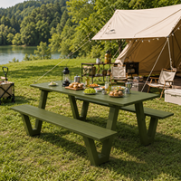 Ensemble table et banc de pique-nique en plastique résistant aux intempéries, robuste, pour extérieur, parc, table à manger intégrée