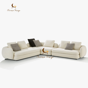 High-<b>End</b> Minimalist Large Couch Set Modern Sectional <b>Bed</b> Fabric Velvet Modular L Shape for Hotel Villa Living Room - Product Image 4