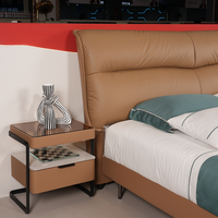 Ensemble de meubles de chambre à coucher au design simple, lit avec dossier souple, prix de gros, excellent cadre de lit en bois et en cuir, taille king size